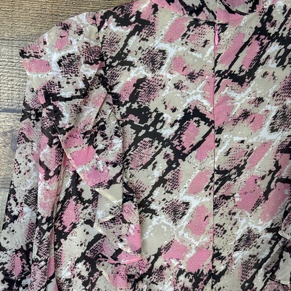 Walter Baker Zendaya Dress Handkerchief Hem Crop Sleeve Blushing Snake Size 8 - Picture 11 of 14